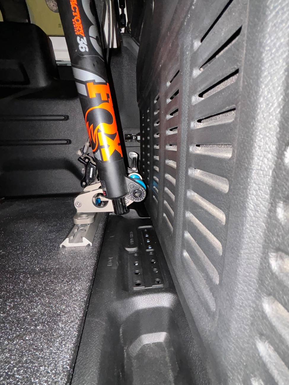 Jeep Wrangler JL JLU rear bike fork mount carrier installed in cargo area IMG_1871