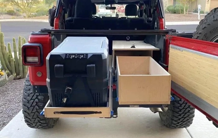 A DIY Solution for Soft Tops: Fridge Slide, Drawer System & Sleeping Platform