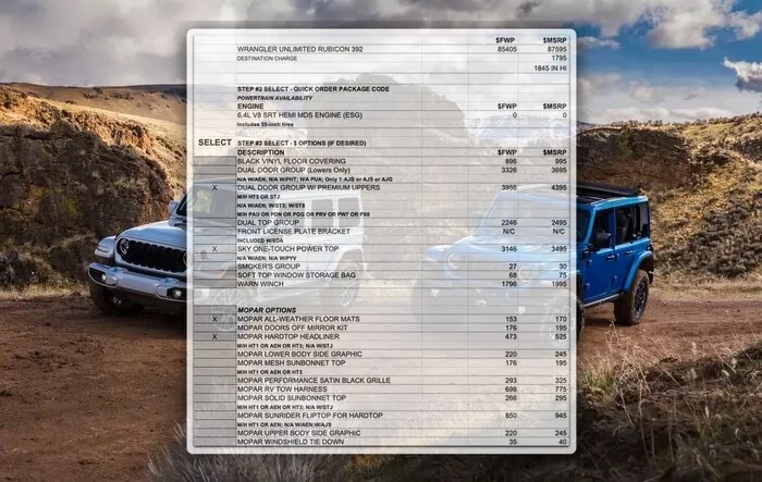 2024 Jeep Wrangler (JL/JLU) Interactive Pricing Spreadsheet