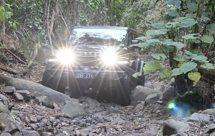 Driving a Jeep Wrangler Rubicon in a rainforest for 6 minutes in 4k