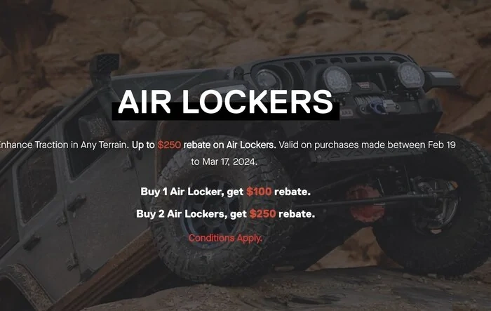 UP TO $250 REBATE ON ARB AIR LOCKERS