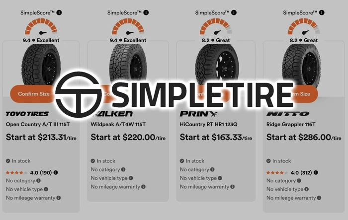 SimpleTire.com Wrangler Forum Flash Sale (Ends Sunday Night)