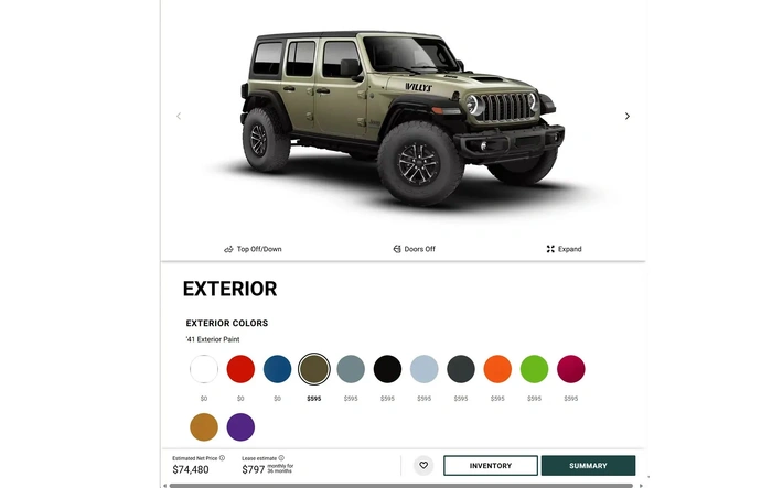 2026 Willys 392 build & price on Jeep.com (all colors)
